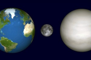 Venera, Žemė, Mėnulis