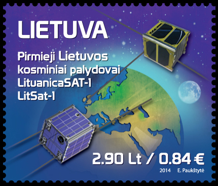 lietuviški palydovai pašto ženkle